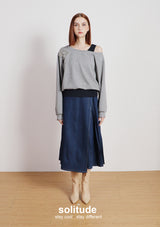 Grey Double Layers Beaded Top