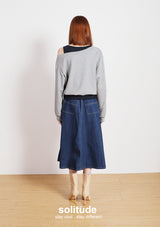 Grey Double Layers Beaded Top