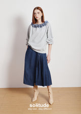 Grey Ruffles neck Knitted Top