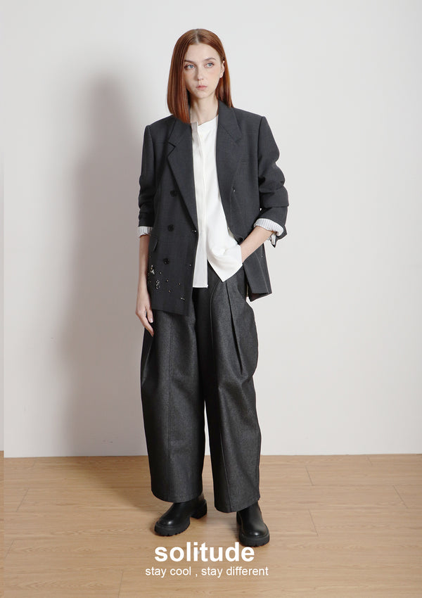 Charcoal Beaded Suit Jacket