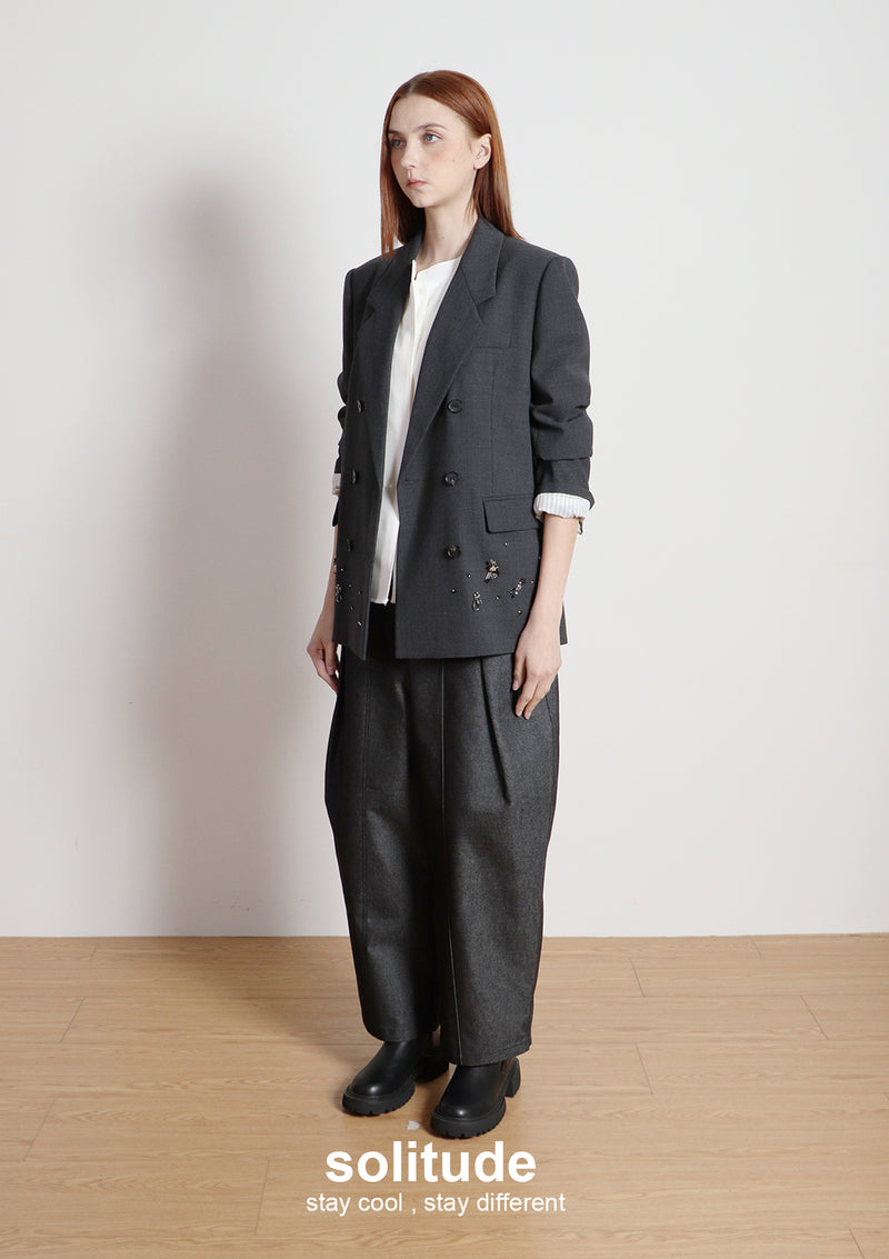 Charcoal Beaded Suit Jacket