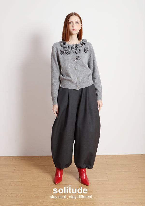 3D Floral Applique Knitted Cardigan