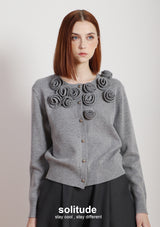 3D Floral Applique Knitted Cardigan