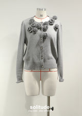 3D Floral Applique Knitted Cardigan