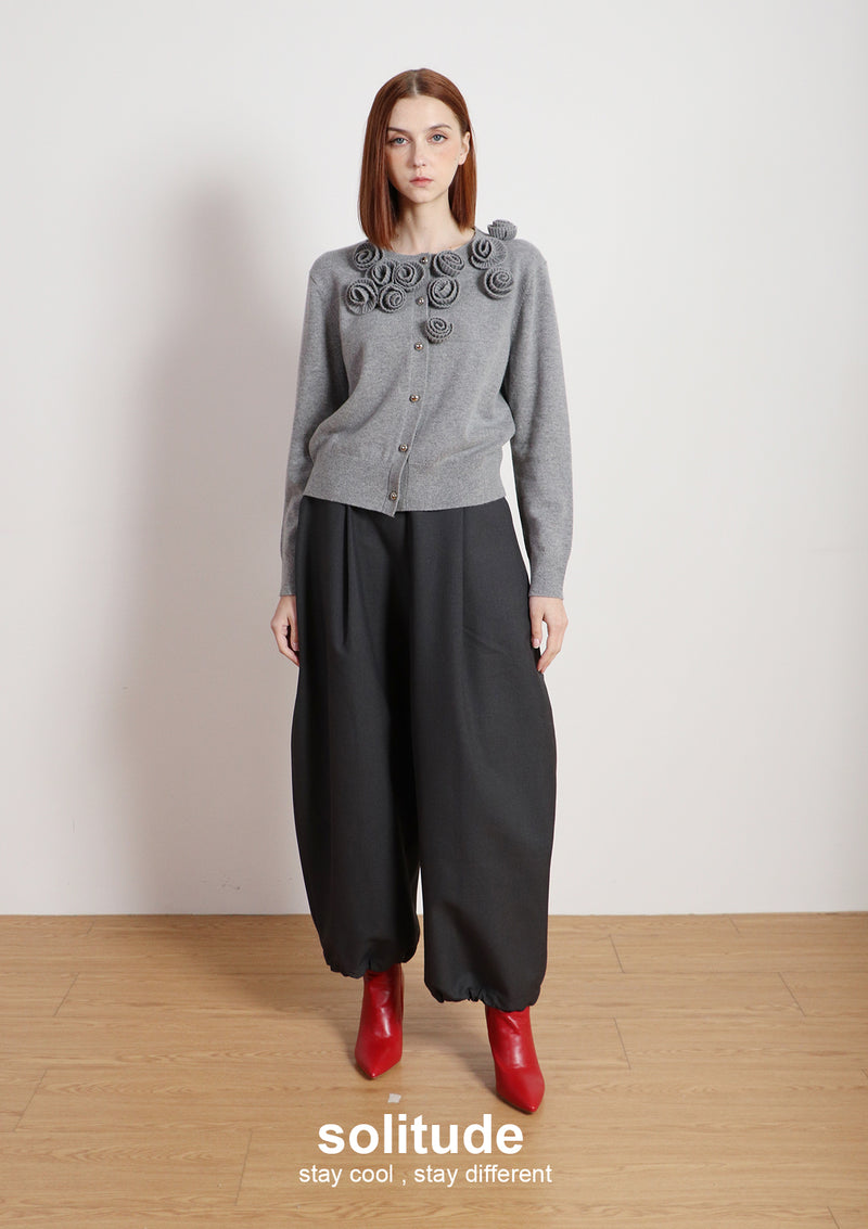 3D Floral Applique Knitted Cardigan