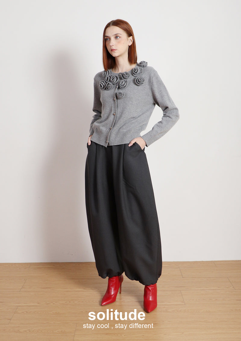 3D Floral Applique Knitted Cardigan