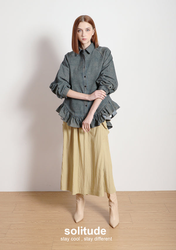 Ruffles Boxy Shirt Jacket