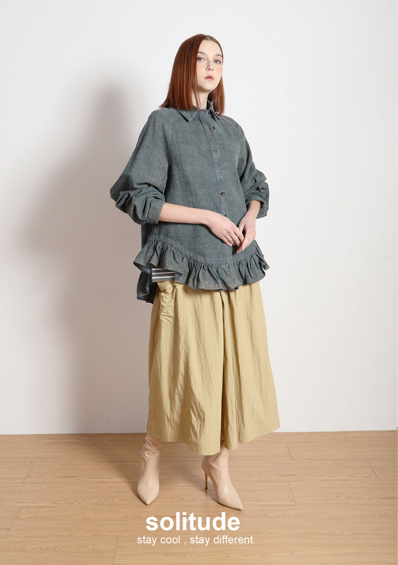 Ruffles Boxy Shirt Jacket