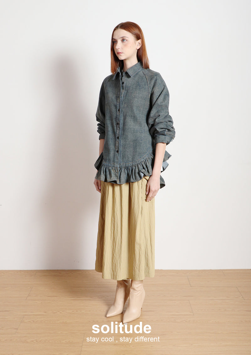 Ruffles Boxy Shirt Jacket