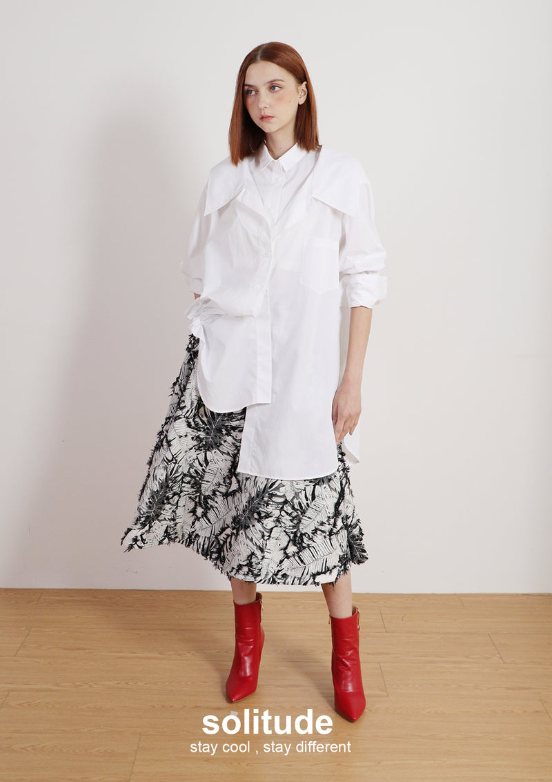 White Multi Layered Shirt Dress solitude White Multi Layered Shirt Dress solitude