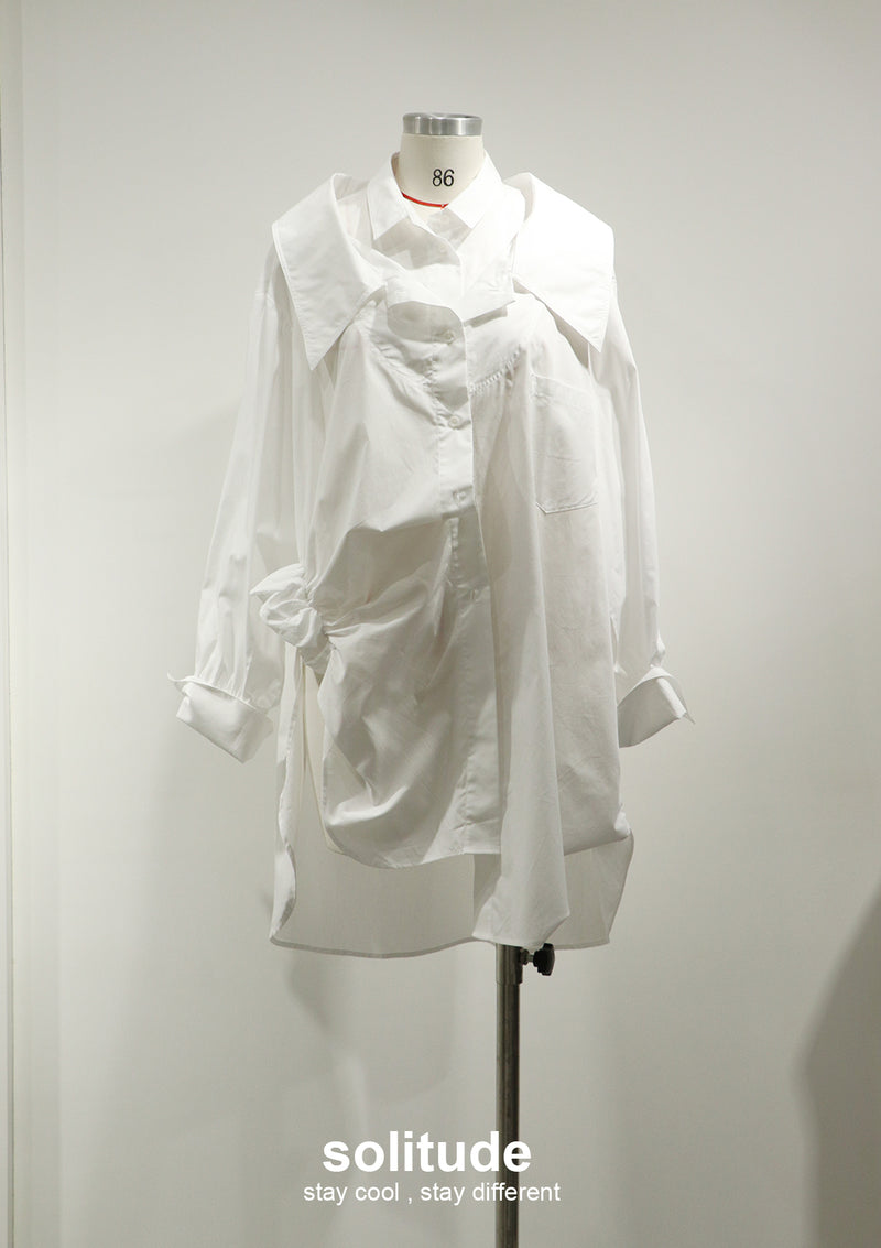 White Multi Layered Shirt Dress solitude White Multi Layered Shirt Dress solitude