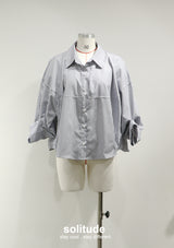 Striped Woven Cropped Shirt