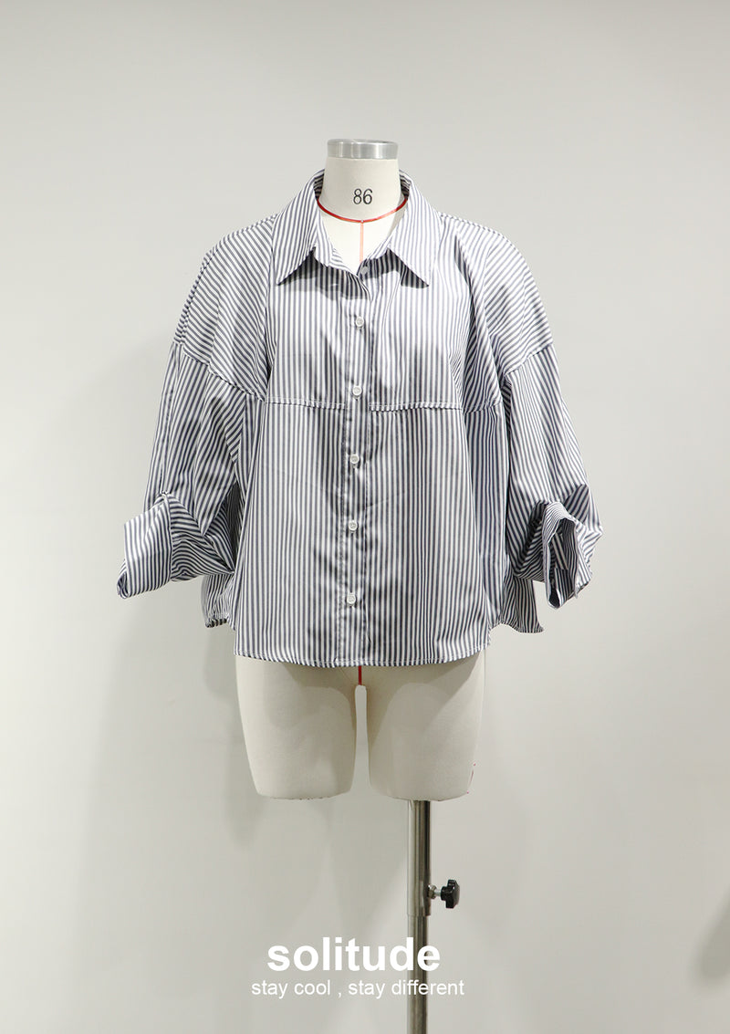 Striped Woven Cropped Shirt