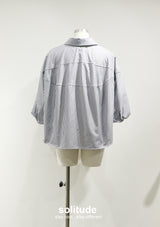 Striped Woven Cropped Shirt