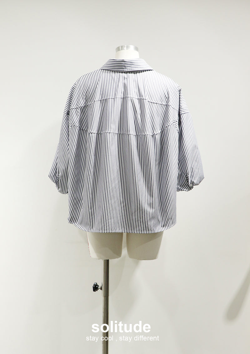 Striped Woven Cropped Shirt