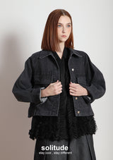 Black Washed Denim Oversized Jacket
