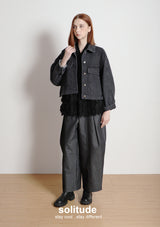 Black Washed Denim Oversized Jacket