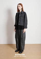 Black Washed Denim Oversized Jacket