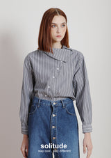 Stand Collar Striped Shirt