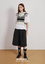 Zip Up Wool Top with White Tee Set