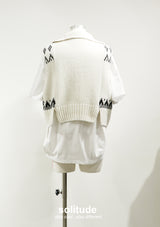 Zip Up Wool Top with White Tee Set