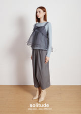 Grey Bowknot Vest with Long Sleeves Tee Set