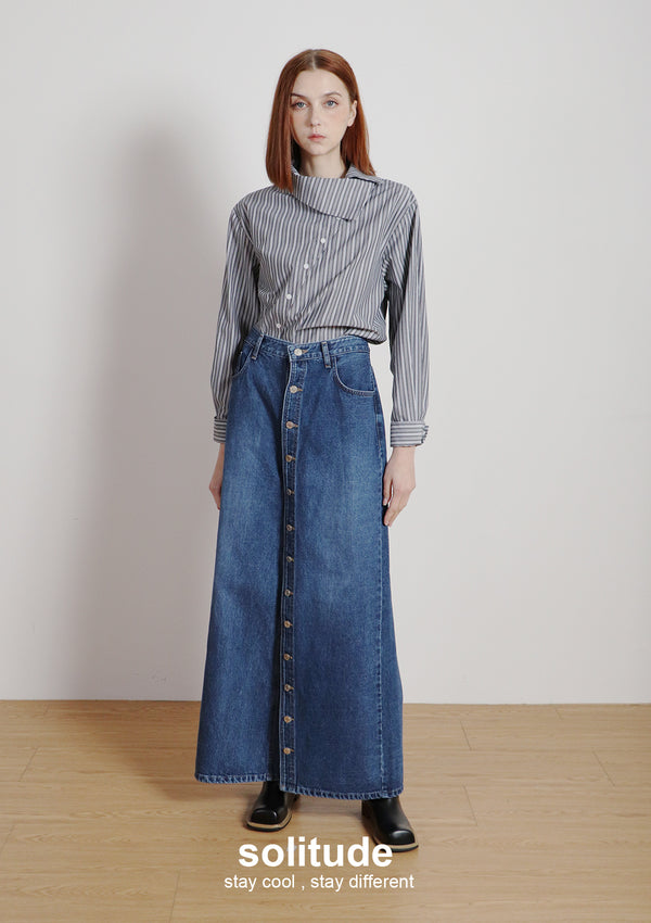 Buttons Up Wide Leg Jeans