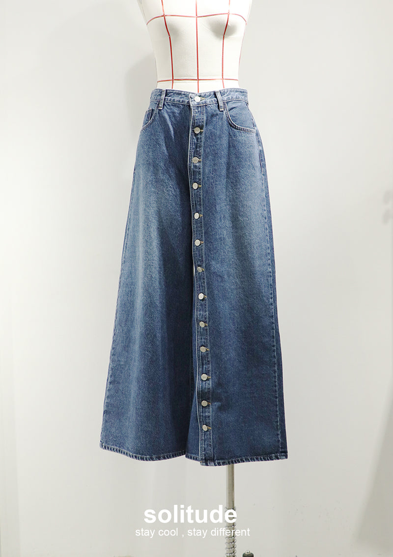 Buttons Up Wide Leg Jeans