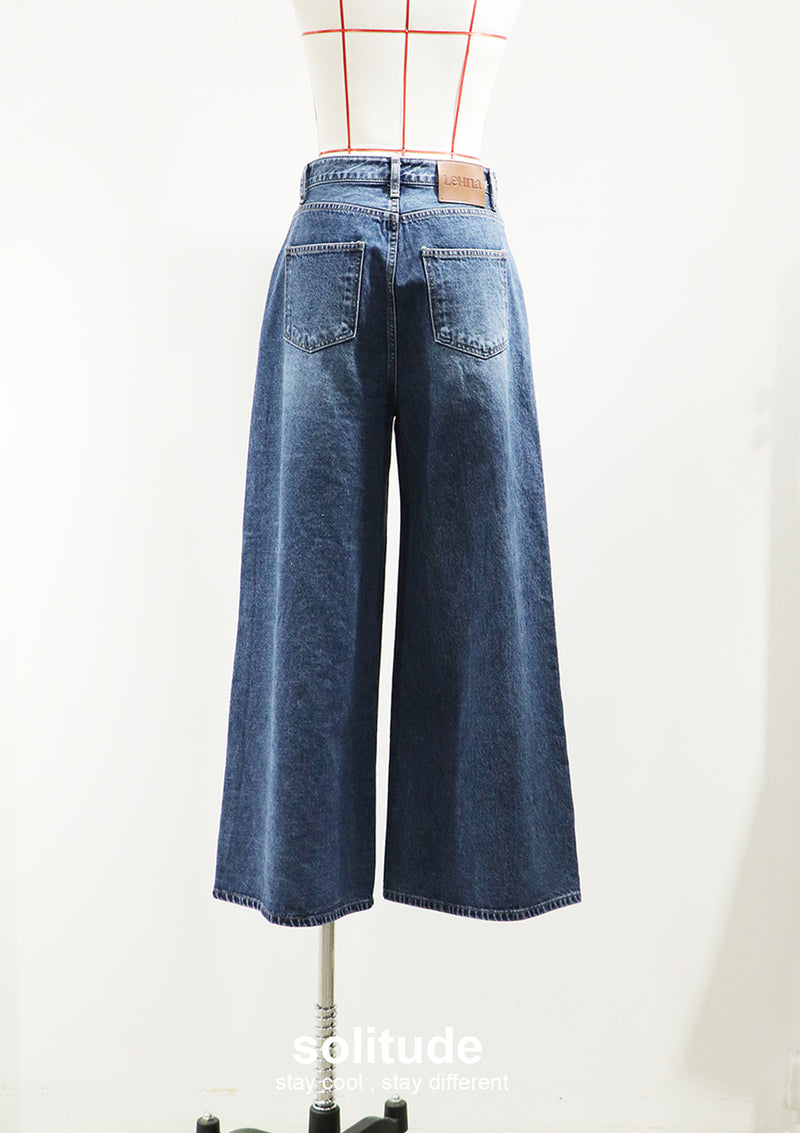 Buttons Up Wide Leg Jeans