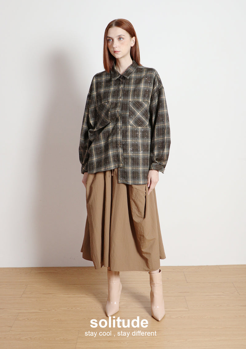 Brown Bling Bling Checkered Shirt