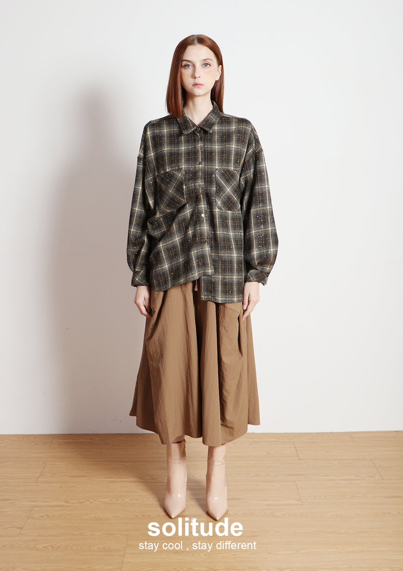 Brown Bling Bling Checkered Shirt