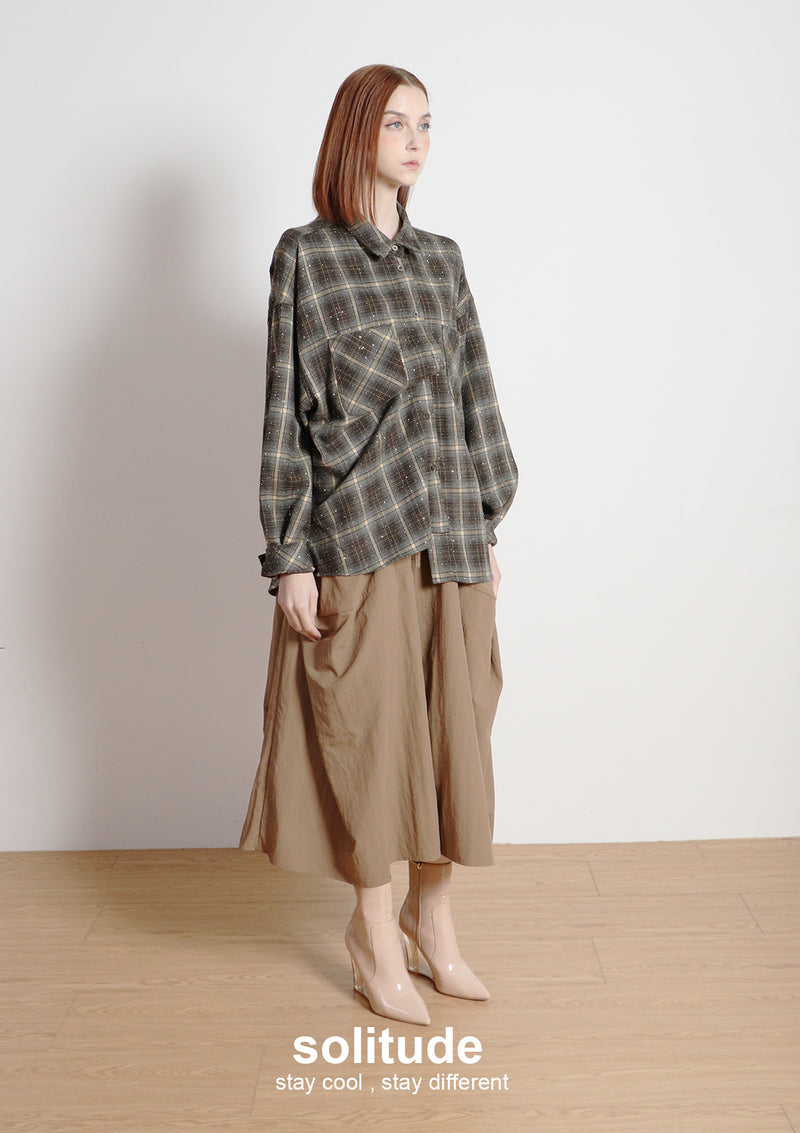 Brown Bling Bling Checkered Shirt