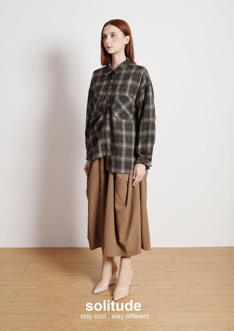 Brown Bling Bling Checkered Shirt