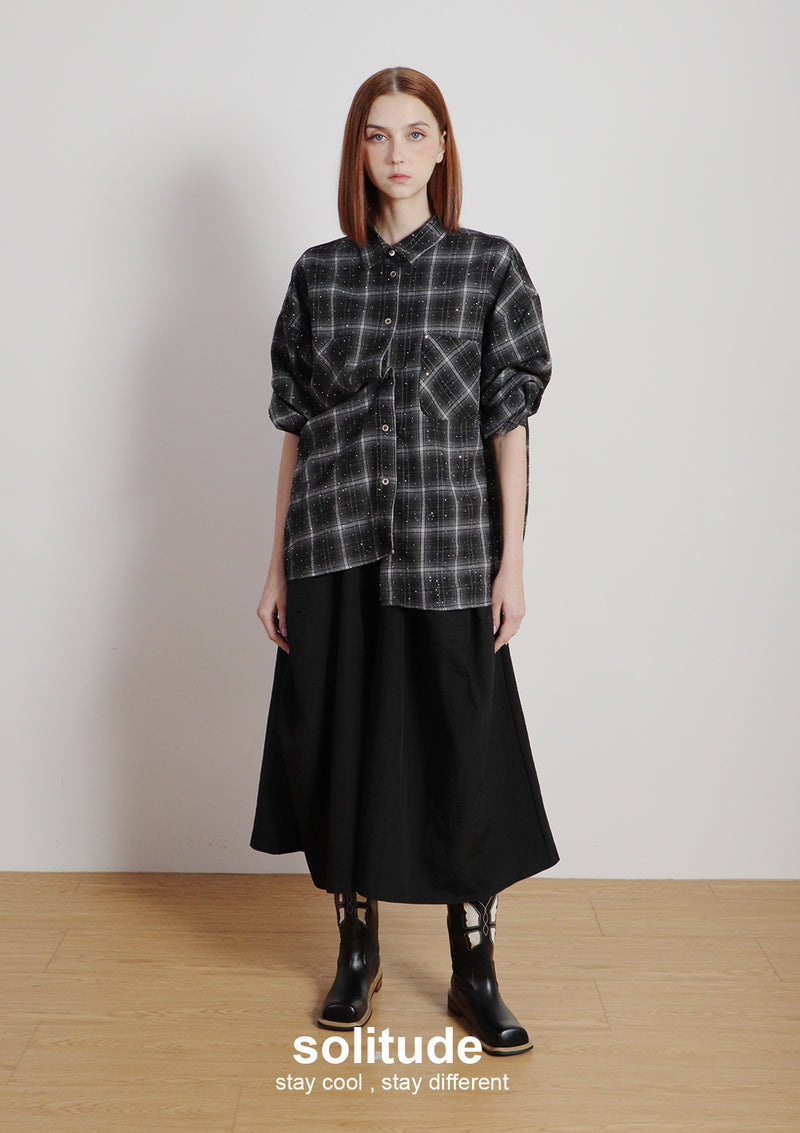 Black Bling Bling Checkered Shirt