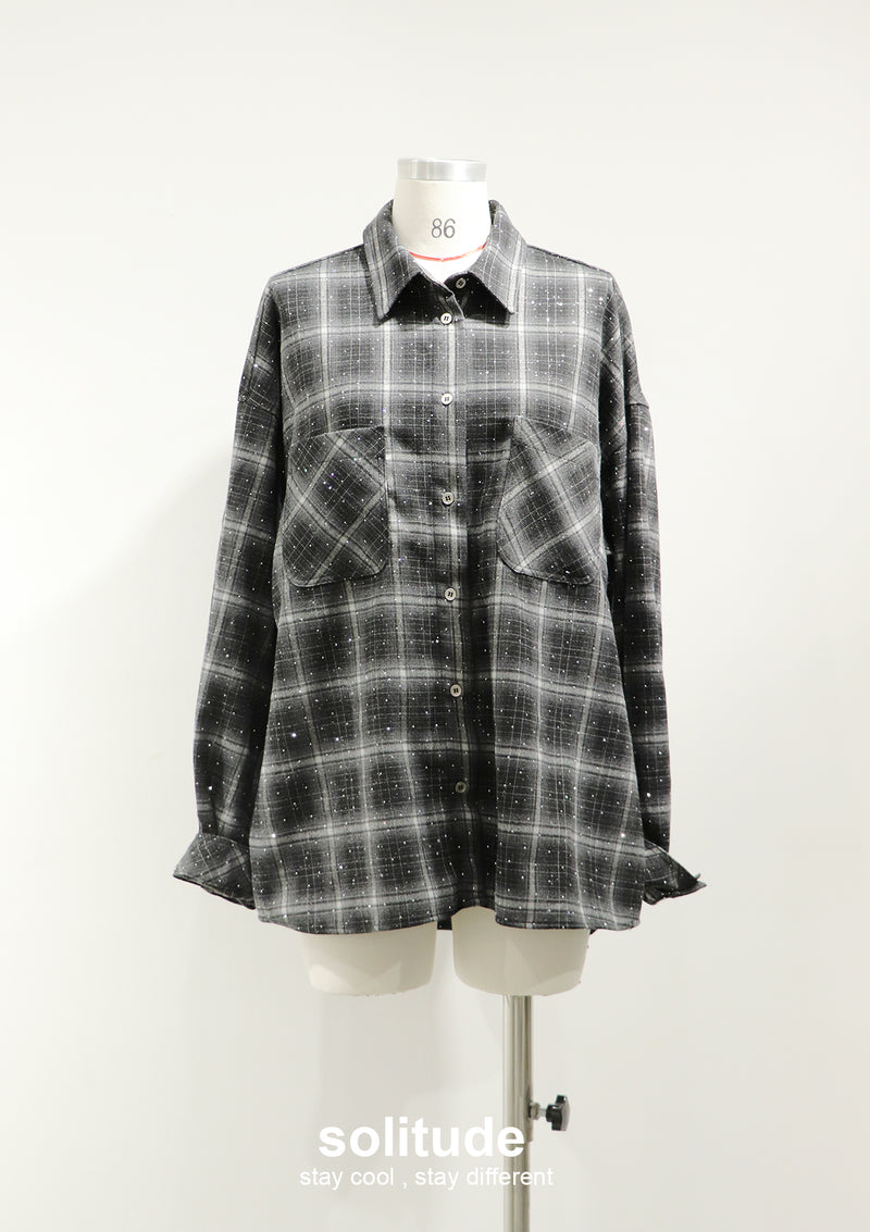 Black Bling Bling Checkered Shirt