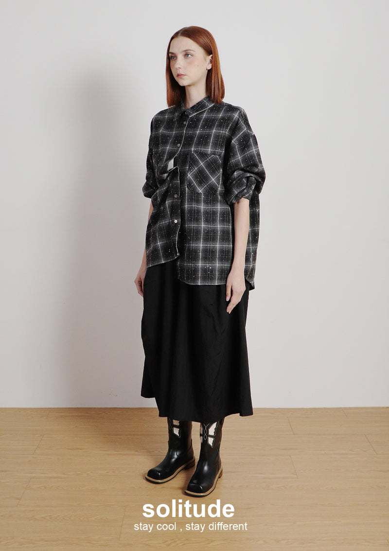 Black Bling Bling Checkered Shirt