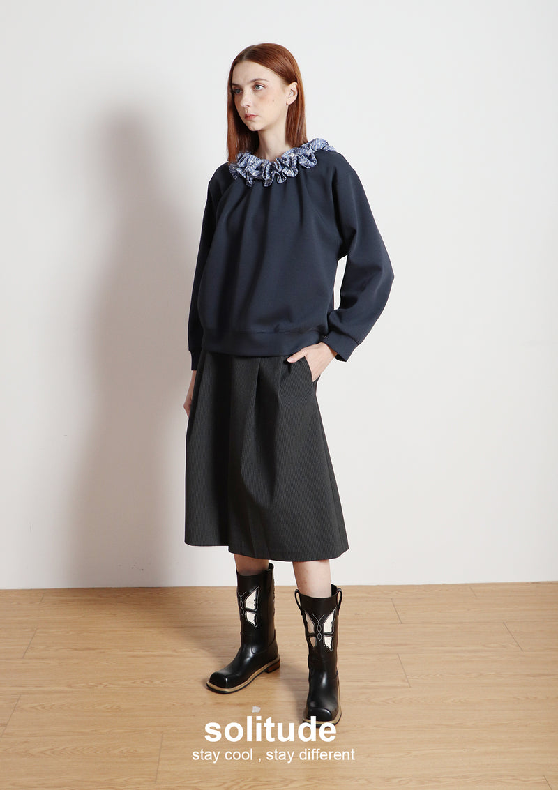 Charcoal Stripes Cropped Pants