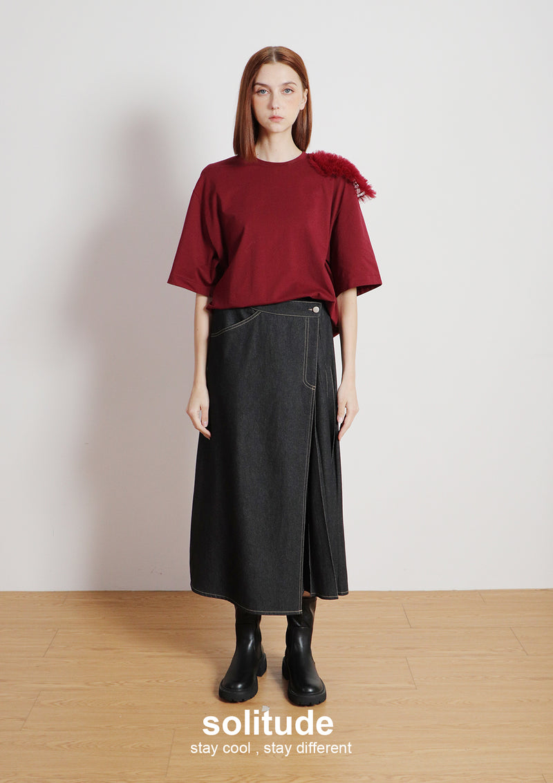 Unwashed Denim Long Skirt