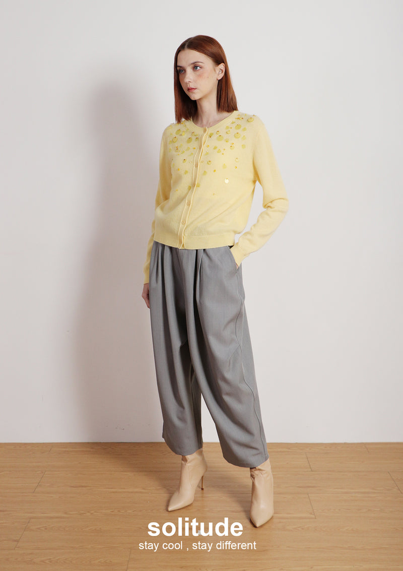 Grey Tailored Wide Leg Pants