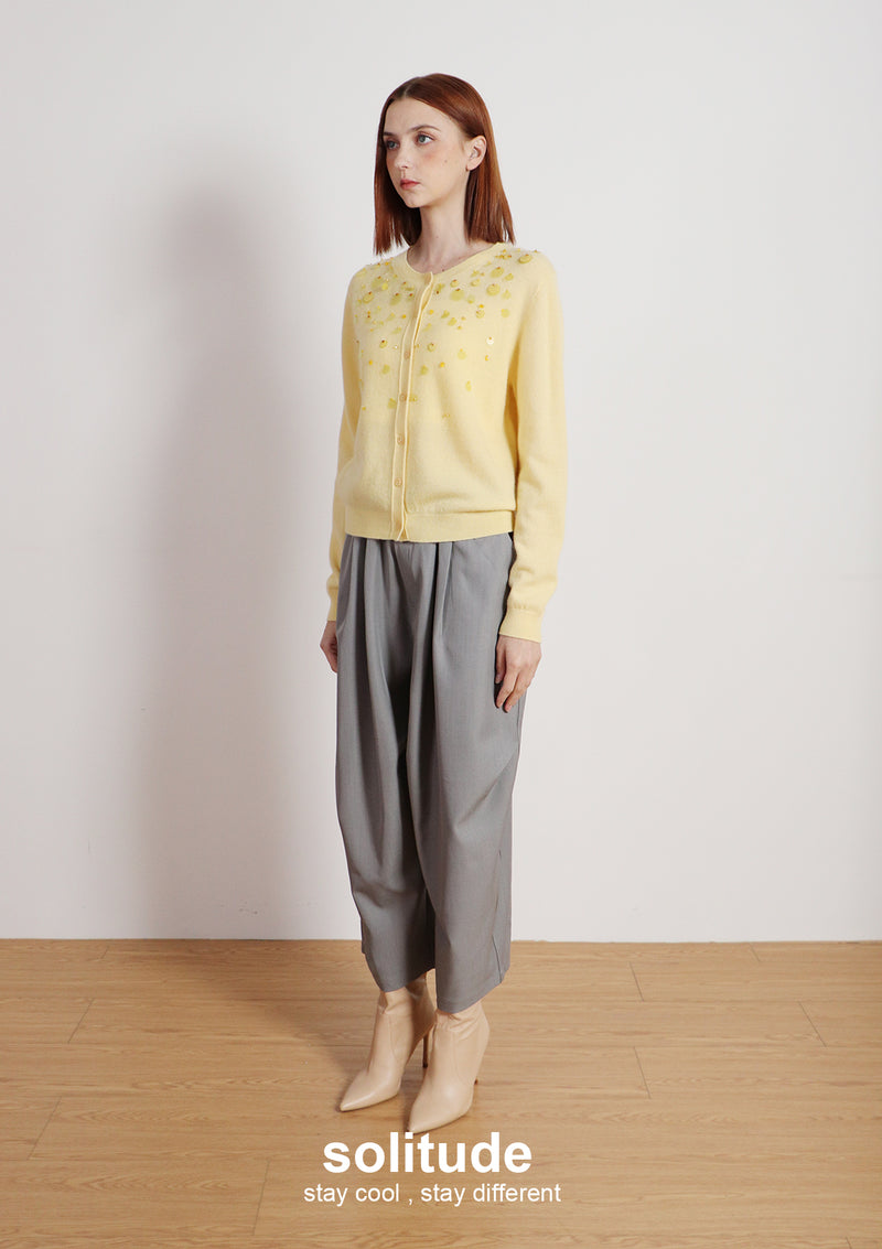 Grey Tailored Wide Leg Pants