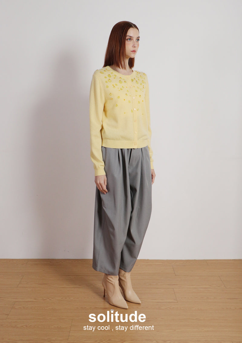 Grey Tailored Wide Leg Pants