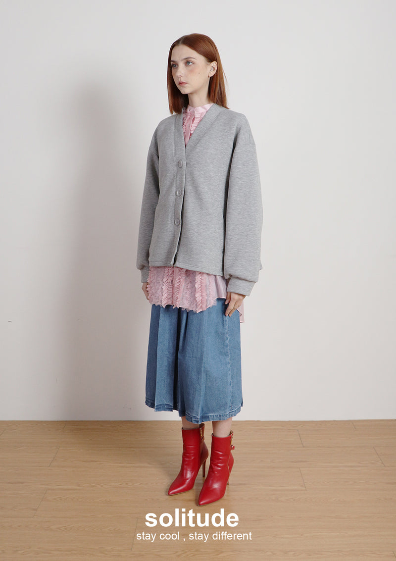 Grey Oversized Knitted Jacket