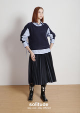 Navy Mixed Fabrics Layered Shirt