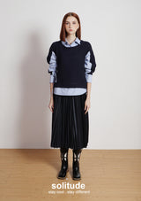 Navy Mixed Fabrics Layered Shirt