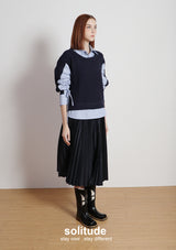 Navy Mixed Fabrics Layered Shirt