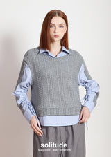 Grey Mixed Fabrics Layered Shirt