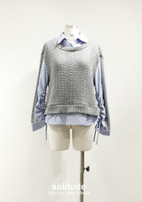 Grey Mixed Fabrics Layered Shirt