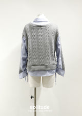 Grey Mixed Fabrics Layered Shirt