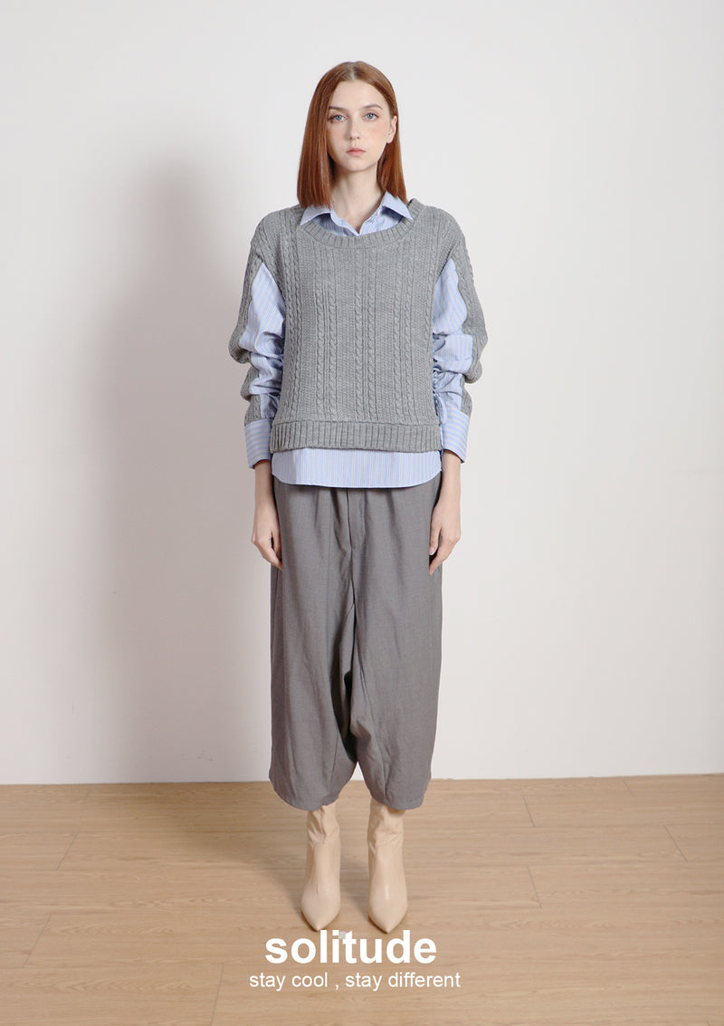 Grey Mixed Fabrics Layered Shirt