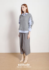 Grey Mixed Fabrics Layered Shirt